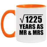 35th Anniversary Square Root of 1225 Years As Mr & Mrs - 11oz Accent Mug Orange