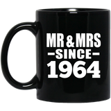 60th Anniversary Mr & Mrs Since 1964 - 11 Oz Coffee Mug Black