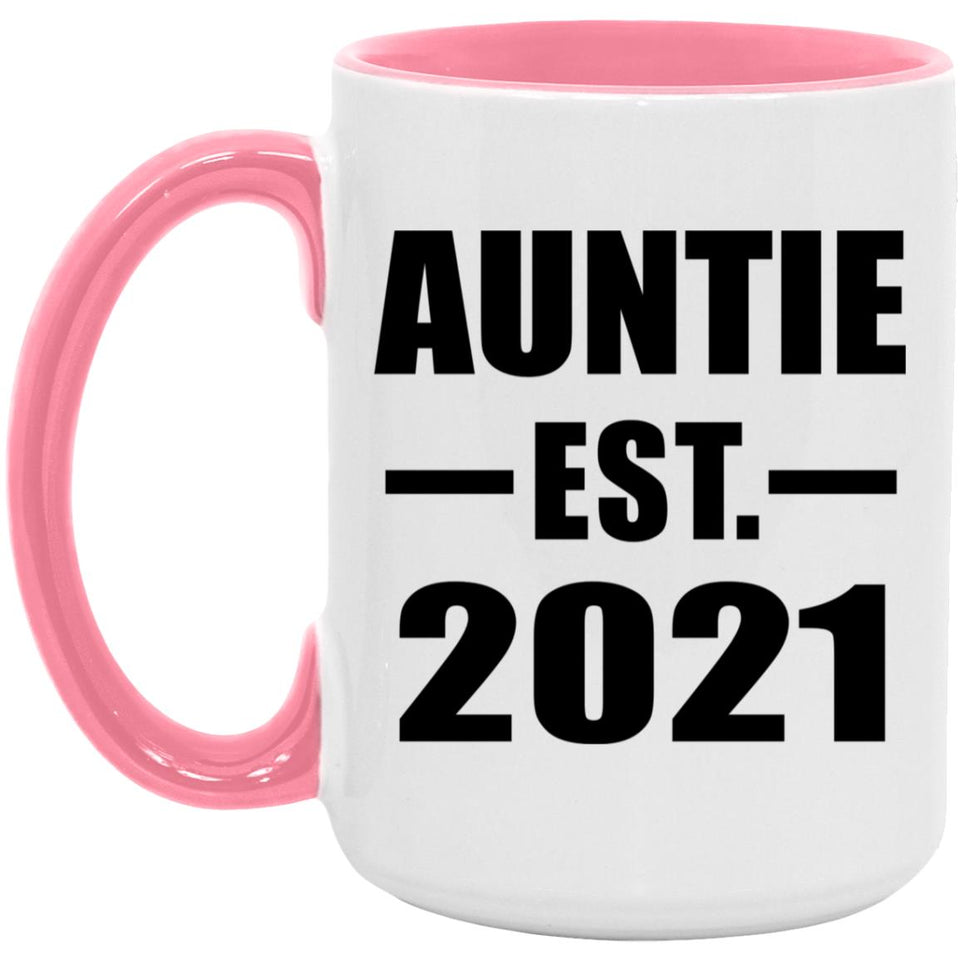 Auntie Established EST. 2021 - 15oz Accent Mug Pink