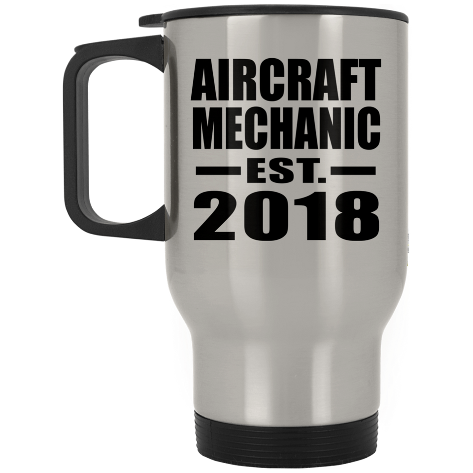 Aircraft Mechanic Established EST. 2018 - Silver Travel Mug