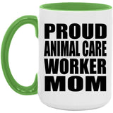 Proud Animal Care Worker Mom - 15oz Accent Mug Green
