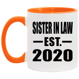 Sister In Law Established EST. 2020 - 11oz Accent Mug Orange