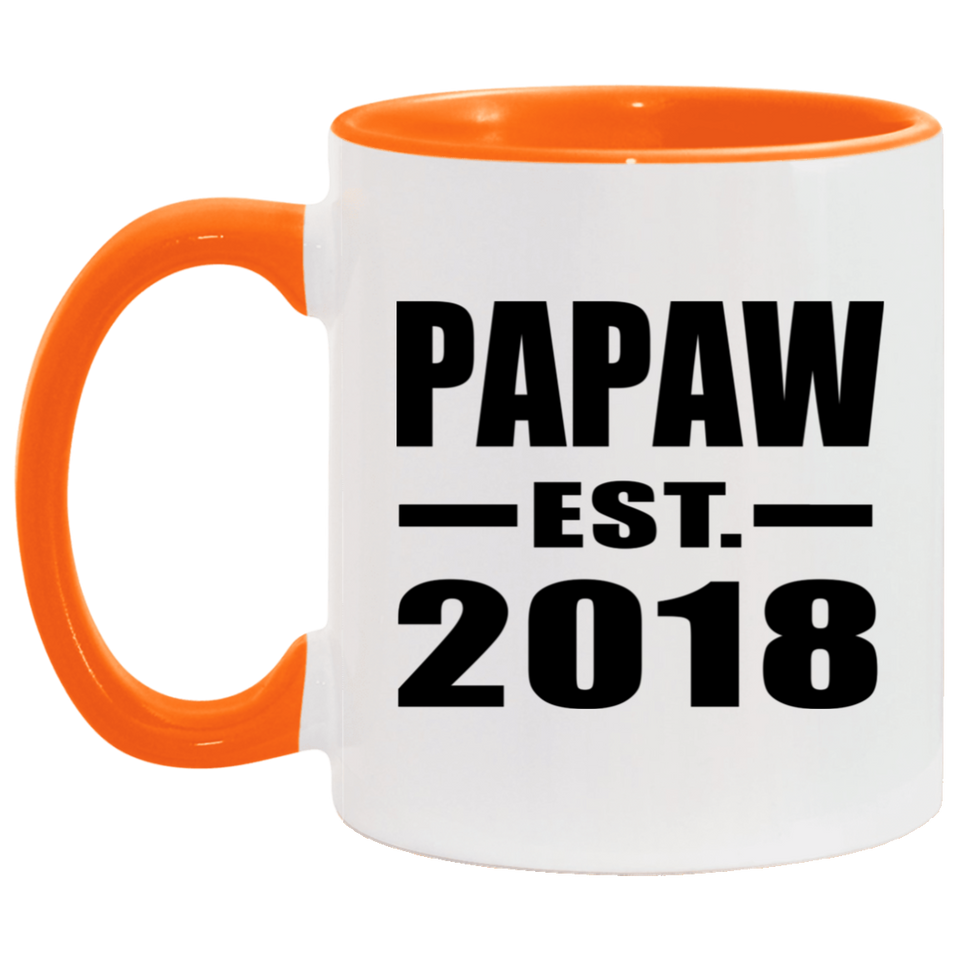 Papaw Established EST. 2018 - 11oz Accent Mug Orange