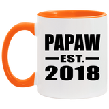Papaw Established EST. 2018 - 11oz Accent Mug Orange