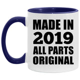 5th Birthday Made in 2019 All Parts Original - 11oz Accent Mug Purple