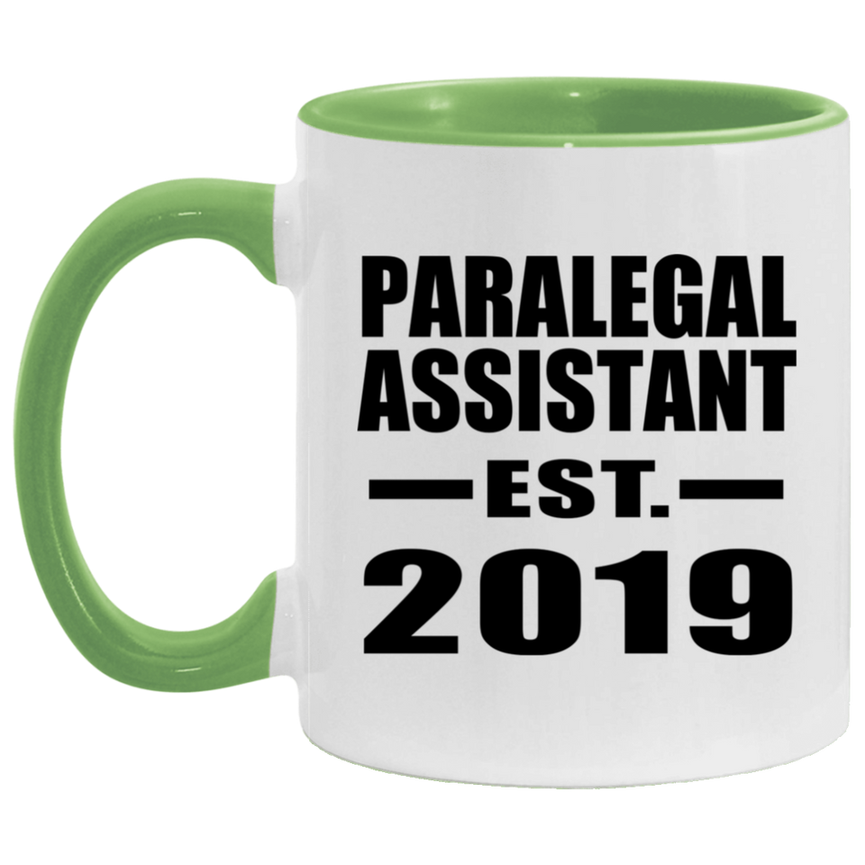 Paralegal Assistant Established EST. 2019 - 11oz Accent Mug Green