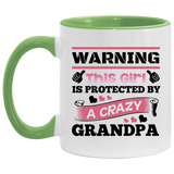 Warning This Girl Is Protected by A Crazy Grandpa - 11oz Accent Mug Green