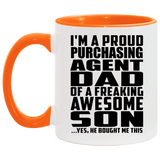 Proud Purchasing Agent Dad Of Awesome Son - 11oz Accent Mug Orange