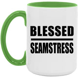 Blessed Seamstress - 15oz Accent Mug Green