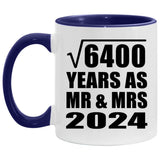 80th Anniversary Square Root of 6400 Years As Mr & Mrs 2024 - 11oz Accent Mug Purple