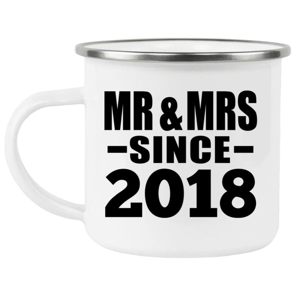 6th Anniversary Mr & Mrs Since 2018 - 12oz Camping Mug