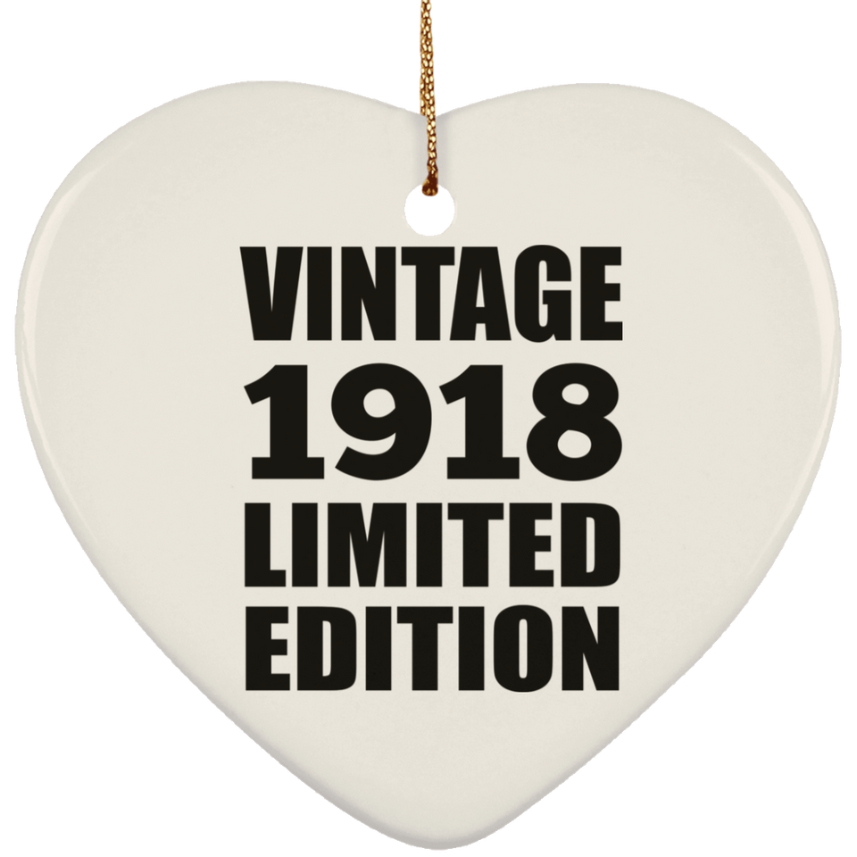 106th Birthday Vintage 1918 Limited Edition - Heart Ornament