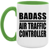 Badass Air Traffic Controller - 15oz Accent Mug Green