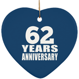 62nd Anniversary 62 Years - Heart Ornament