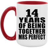 14th Anniversary 14 Years Of Being Mrs Perfect - 15oz Accent Mug Red