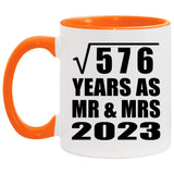 24th Anniversary Square Root of 576 Years As Mr & Mrs 2023 - 11oz Accent Mug Orange