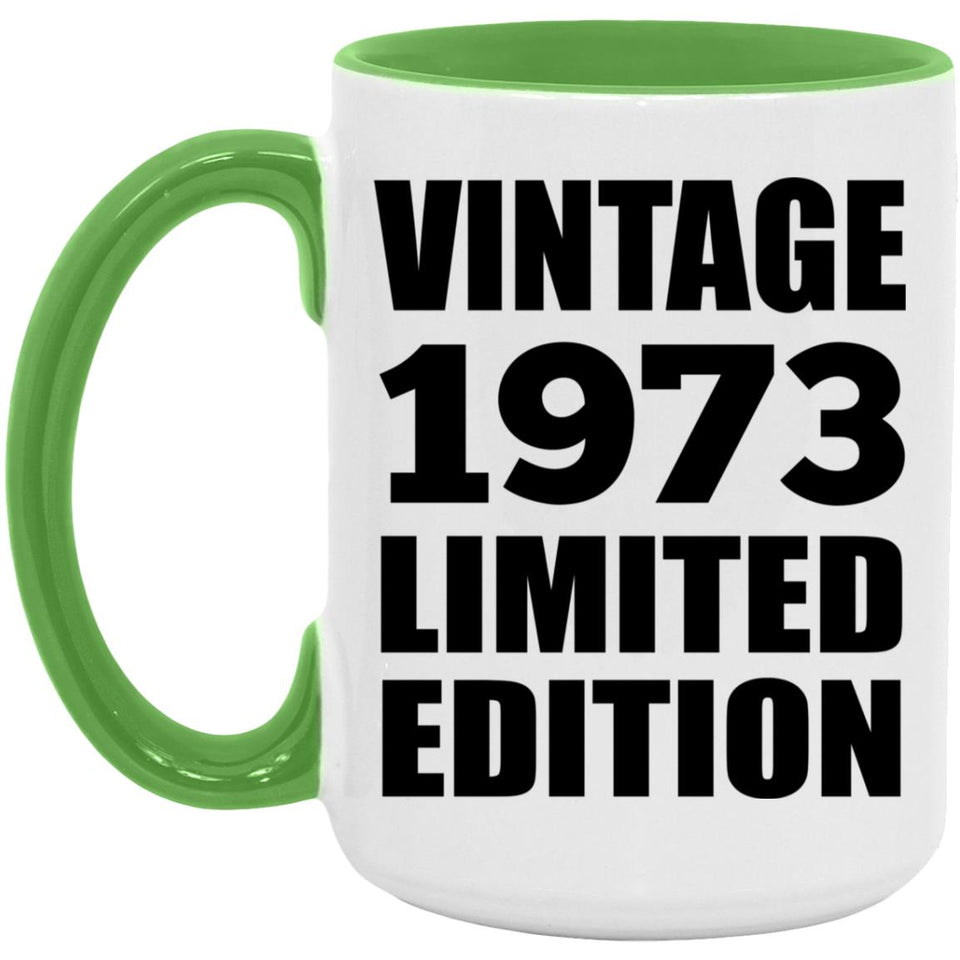 51st Birthday Vintage 1973 Limited Edition - 15oz Accent Mug Green