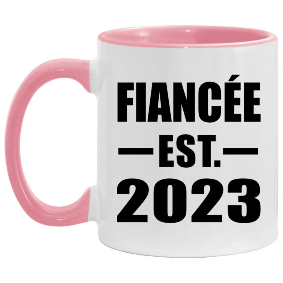 Fiancee Established EST. 2023 - 11oz Accent Mug Pink