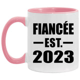 Fiancee Established EST. 2023 - 11oz Accent Mug Pink