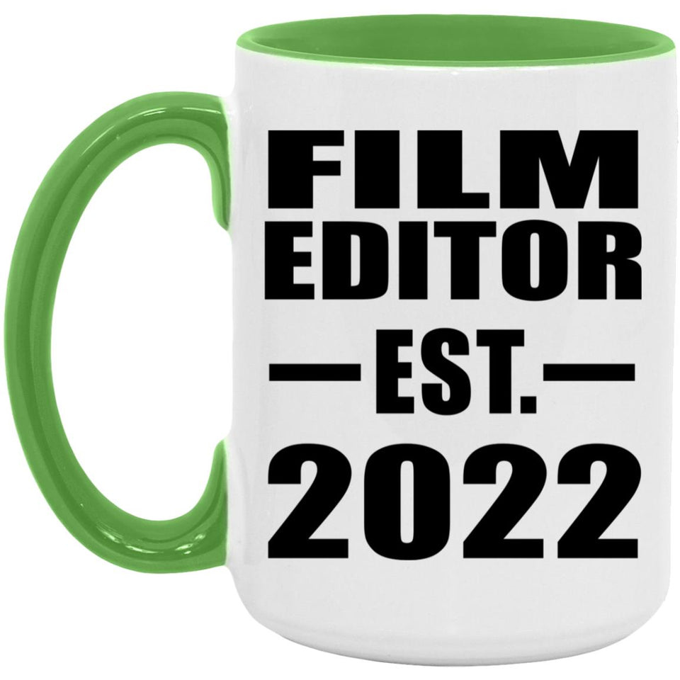 Film Editor Established EST. 2022 - 15oz Accent Mug Green