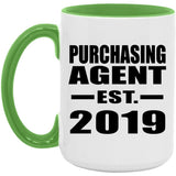 Purchasing Agent Established EST. 2019 - 15oz Accent Mug Green