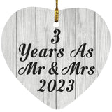 3rd Anniversary 3 Years As Mr & Mrs 2023 - Heart Ornament F