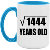38th Birthday Square Root of 1444 Years Old - 15oz Accent Mug Blue