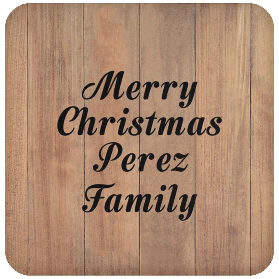 Merry Christmas Perez Family - Drink Coaster C