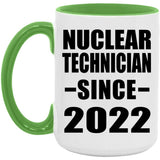 Nuclear Technician Since 2022 - 15oz Accent Mug Green