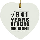 29th Anniversary Square Root of 841 Years of Being Mr Right - Heart Ornament