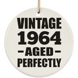 60th Birthday Vintage 1964 Aged Perfectly - Circle Ornament