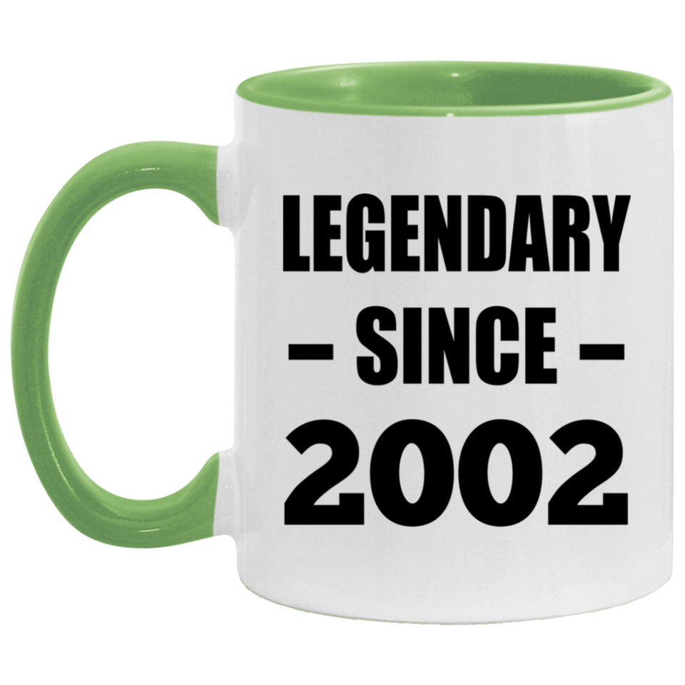 22nd Birthday Legendary Since 2002 - 11oz Accent Mug Green