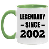 22nd Birthday Legendary Since 2002 - 11oz Accent Mug Green