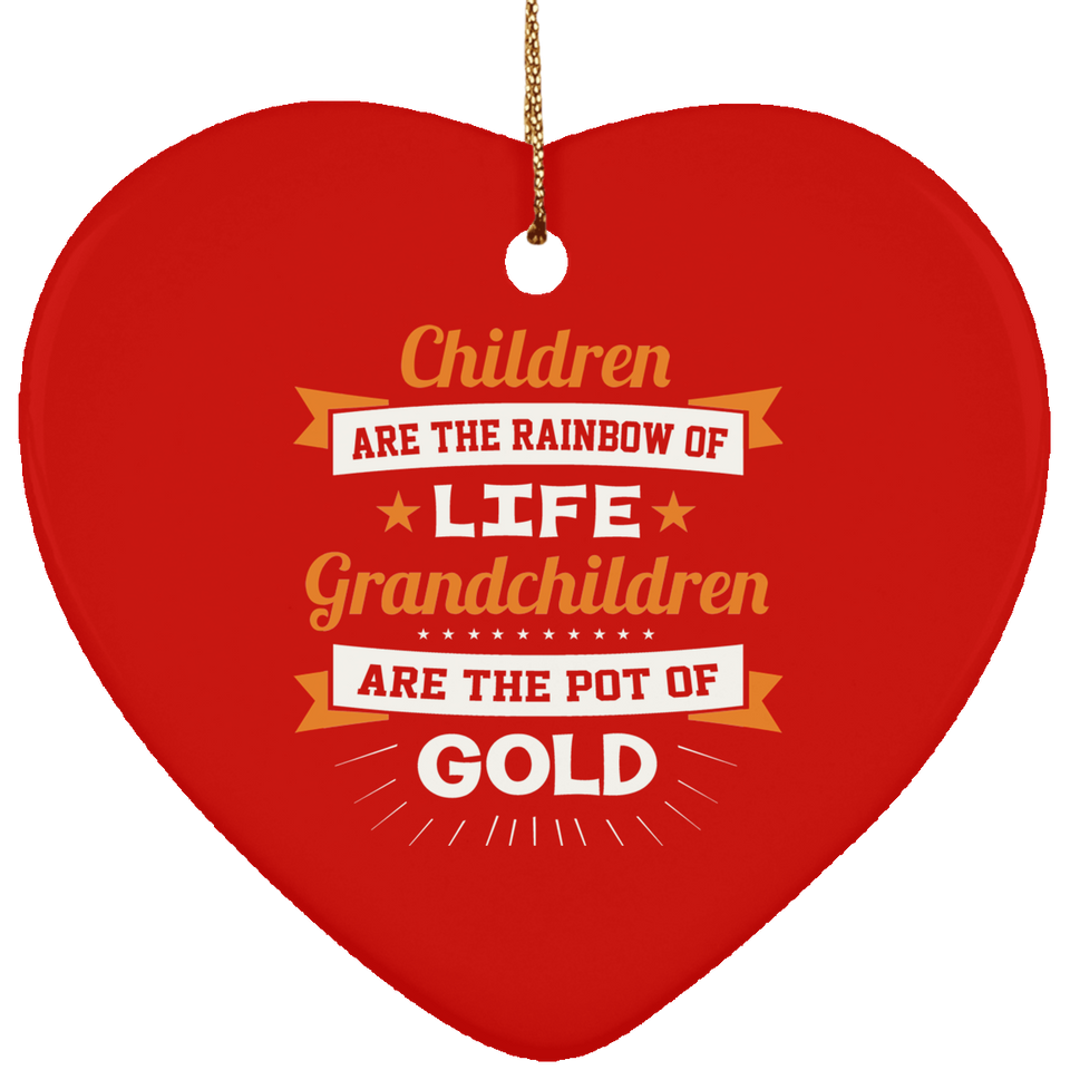 Children Are Rainbow Of Life, Grandchildren Are Pot Of Gold - Heart Ornament