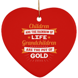 Children Are Rainbow Of Life, Grandchildren Are Pot Of Gold - Heart Ornament