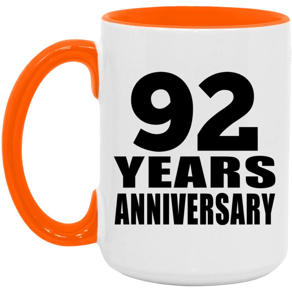 92nd Anniversary 92 Years Anniversary - 15oz Accent Mug Orange