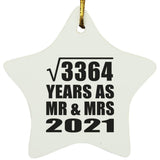 58th Anniversary Square Root of 3364 Years As Mr & Mrs 2021 - Star Ornament