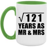 11th Anniversary Square Root of 121 Years As Mr & Mrs - 15oz Accent Mug Green