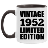 72nd Birthday Vintage 1952 Limited Edition - 11oz Accent Mug Black