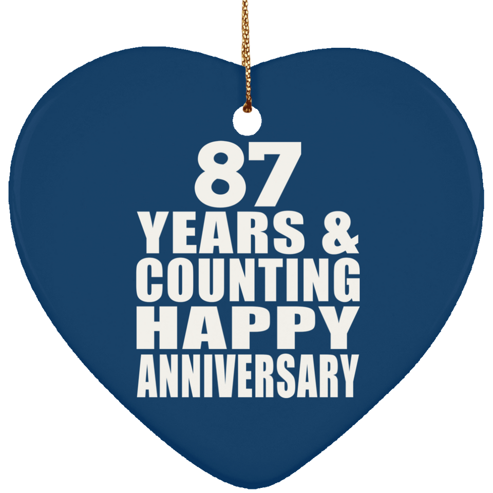 Happy 87th Anniversary 87 Years & Counting - Heart Ornament