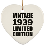85th Birthday Vintage 1939 Limited Edition - Heart Ornament
