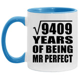 97th Anniversary Square Root of 9409 Years of Mr Perfect - 11oz Accent Mug Blue