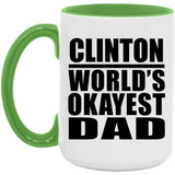 Clinton World's Okayest Dad - 15oz Accent Mug Green