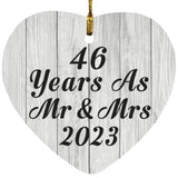 46th Anniversary 46 Years As Mr & Mrs 2023 - Heart Ornament F