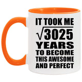 55th Birthday Took Square Root of 3025 Years To Awesome - 11oz Accent Mug Orange