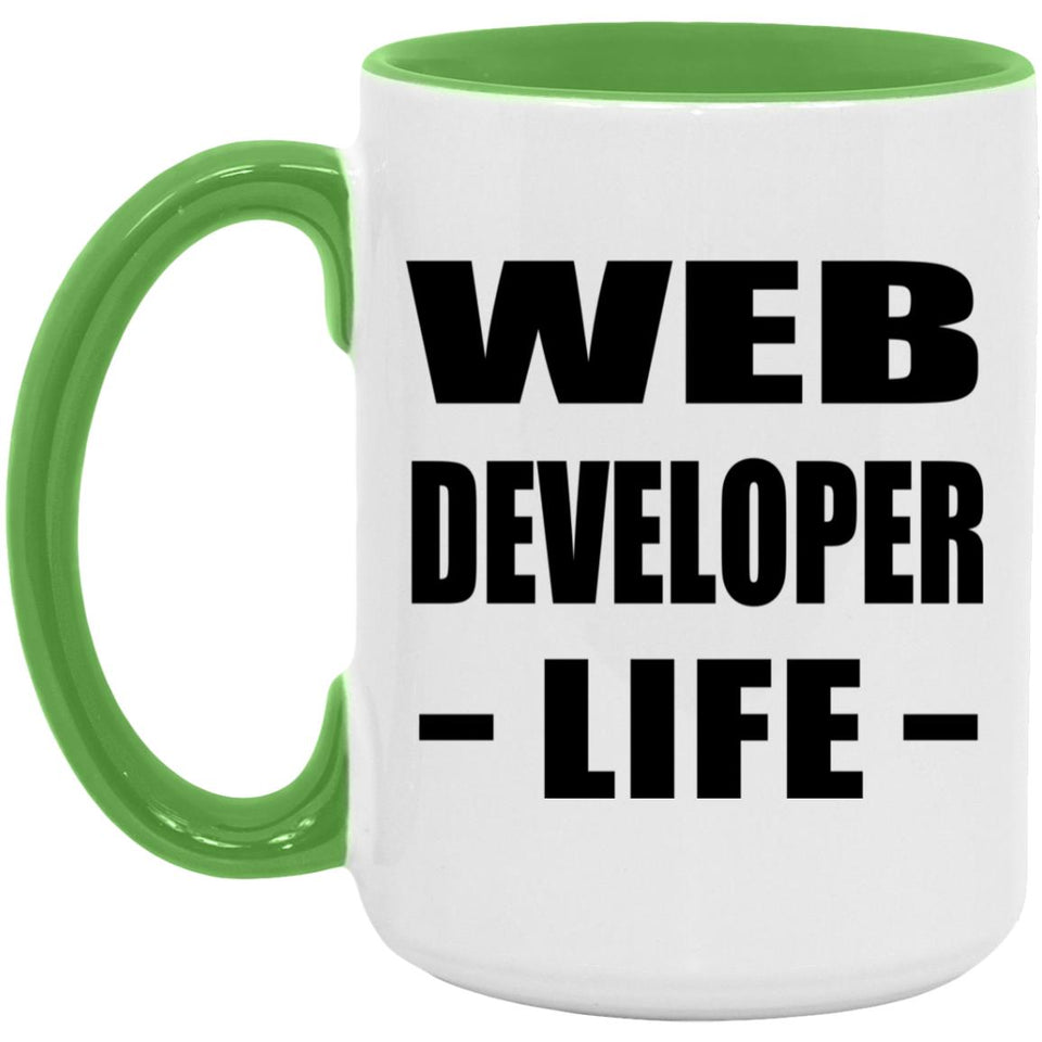 Web Developer Life - 15oz Accent Mug Green