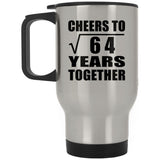 8th Anniversary Cheers To Square Root of 64 Years Together - Silver Travel Mug