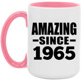 59th Birthday Amazing Since 1965 - 15oz Accent Mug Pink