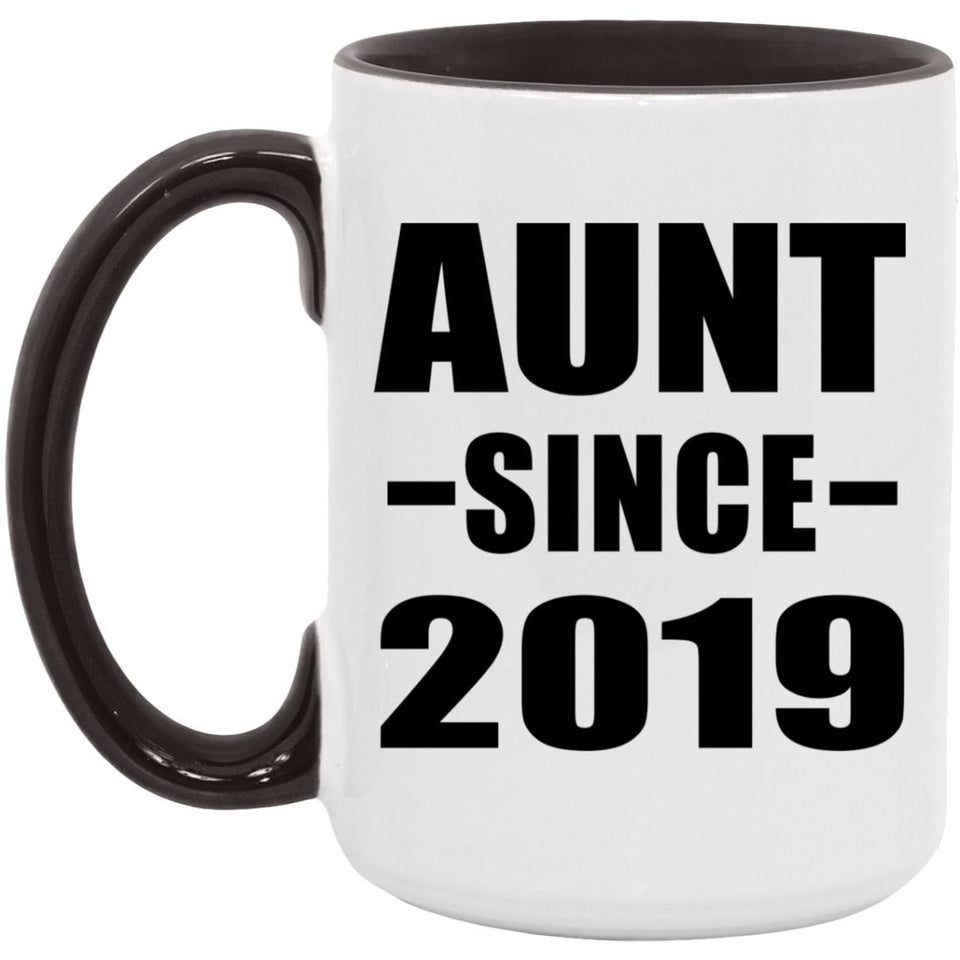 Aunt Since 2019 - 15oz Accent Mug Black