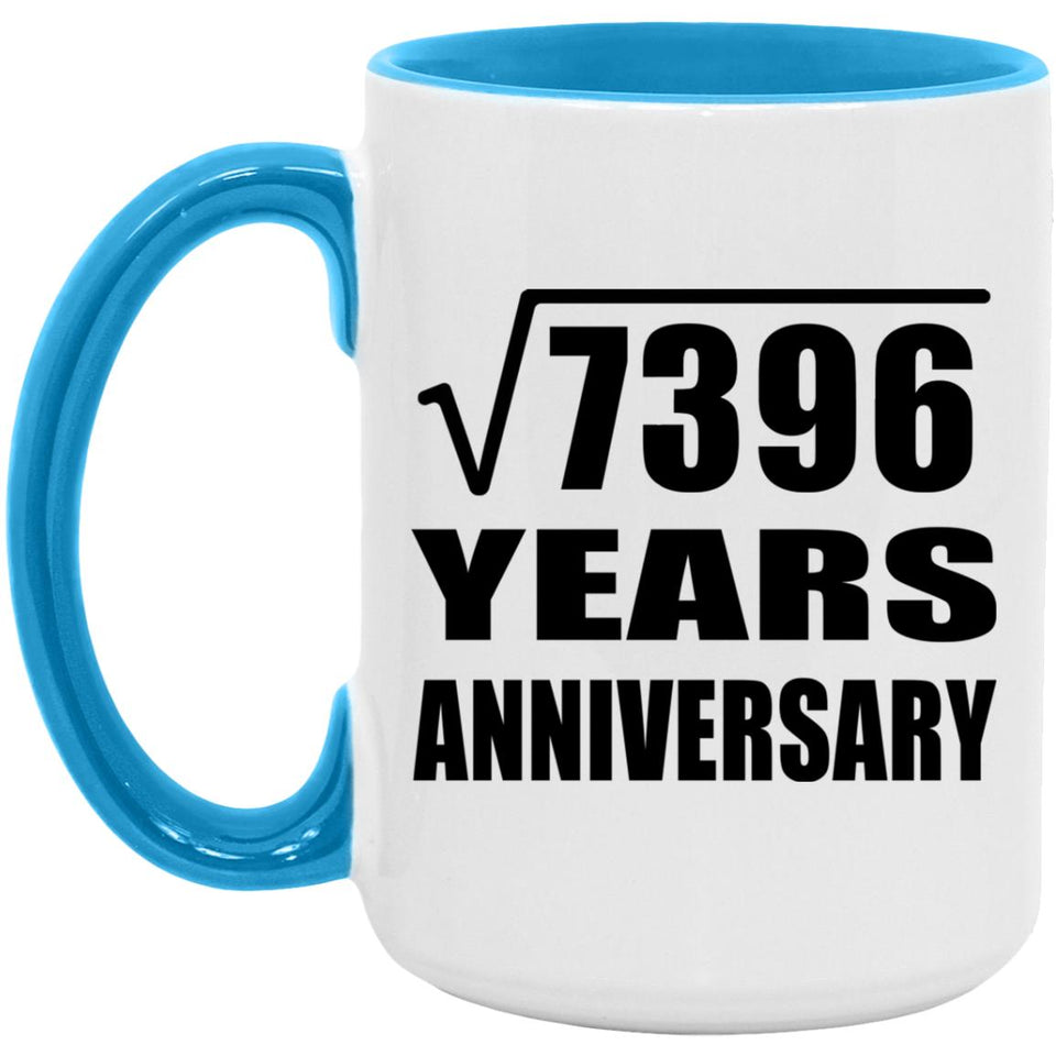 86th Anniversary Square Root of 7396 Years Anniversary - 15oz Accent Mug Blue